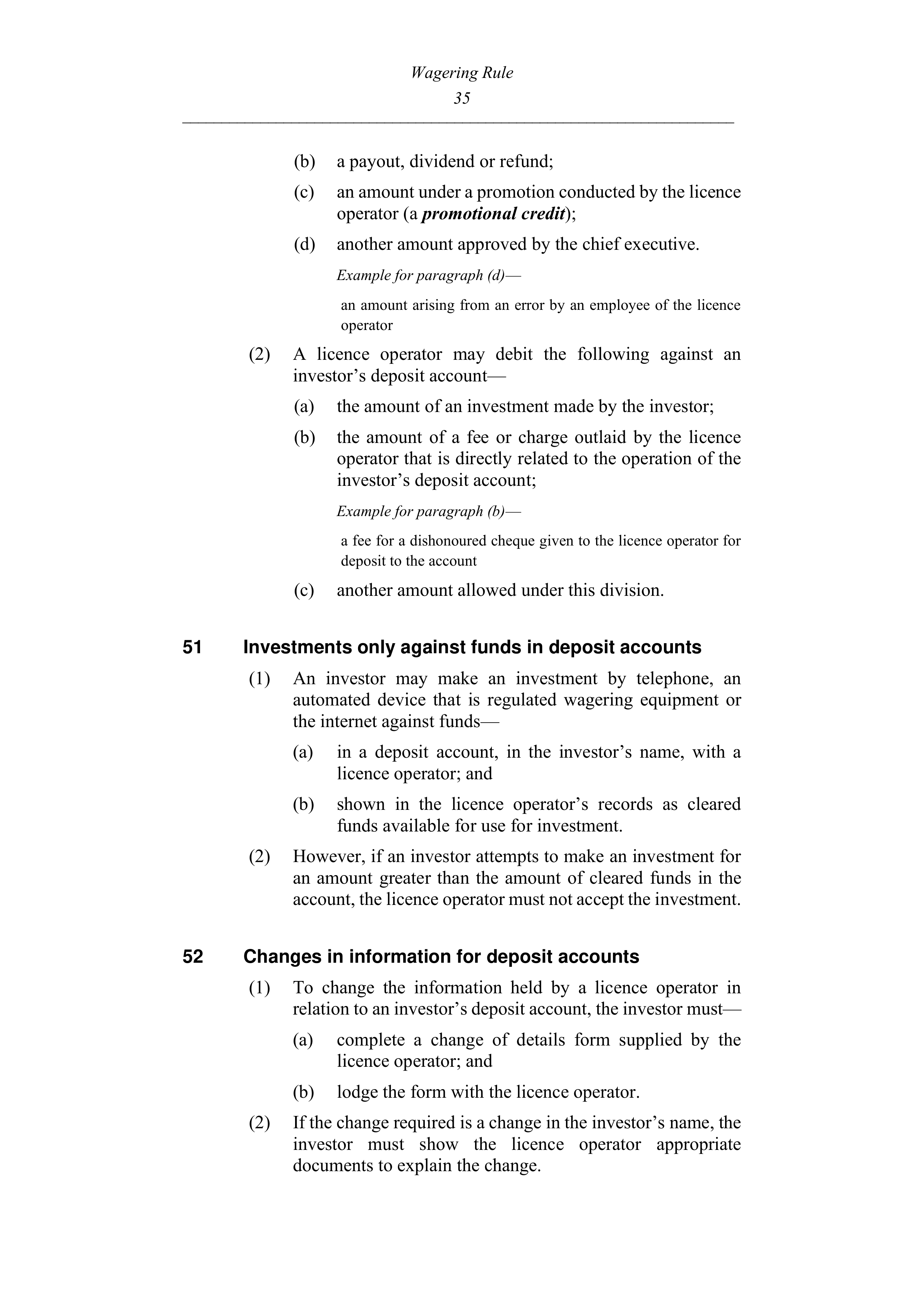 Queensland Wagering Rules (Racing) page 35