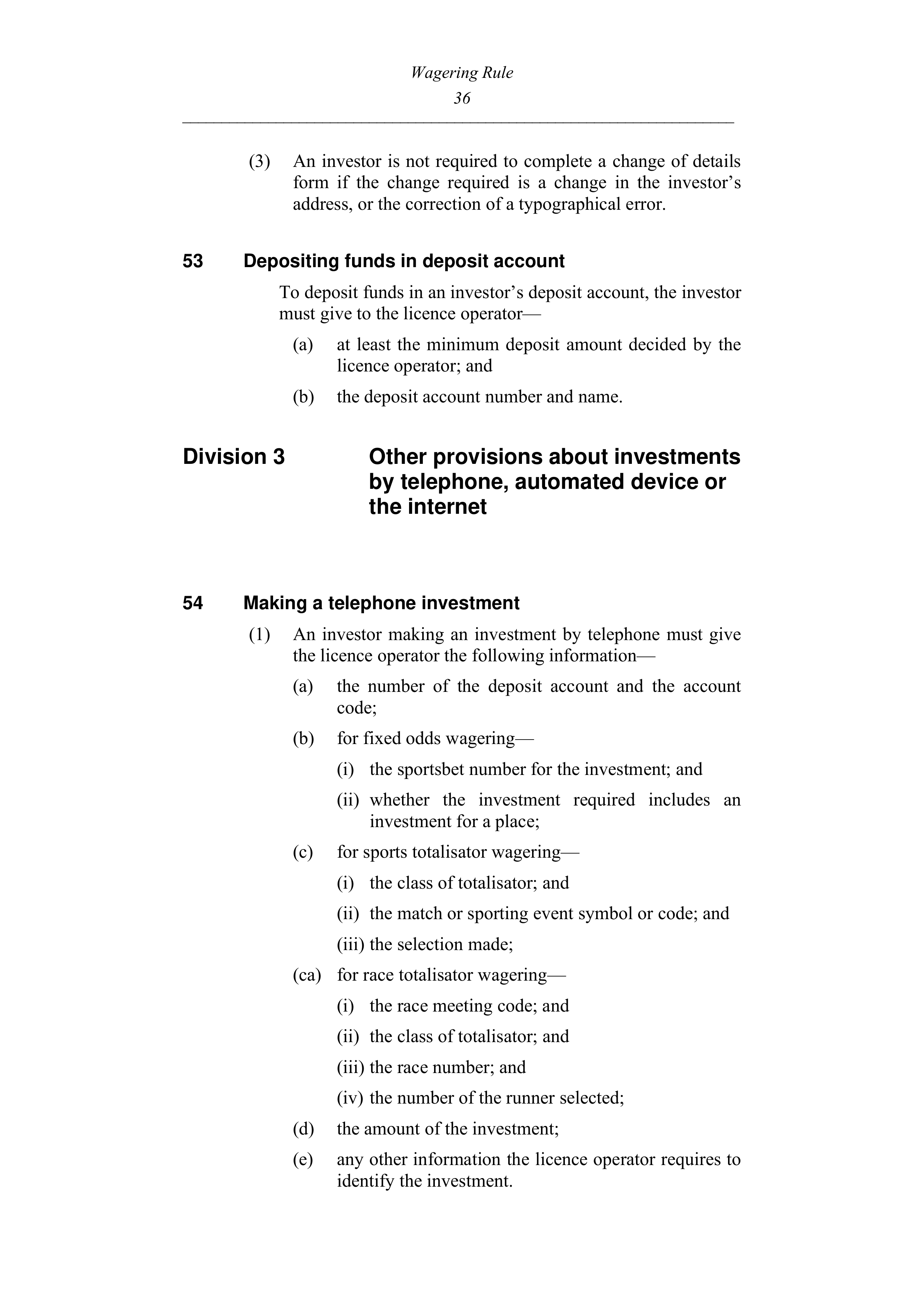 Queensland Wagering Rules (Racing) page 36