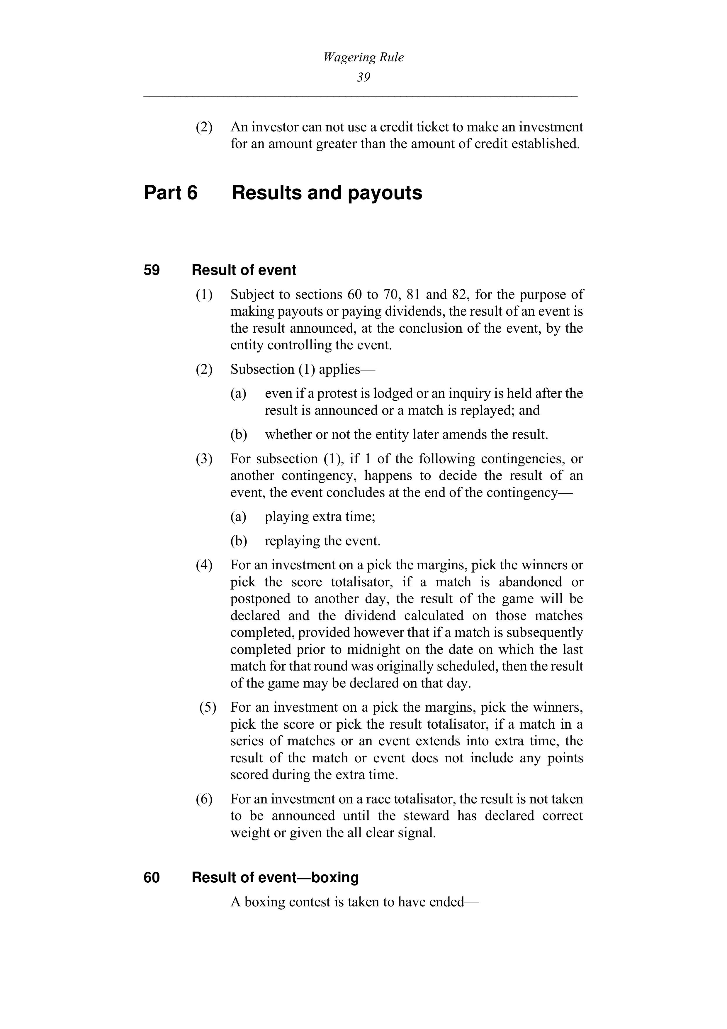 Queensland Wagering Rules (Racing) page 39