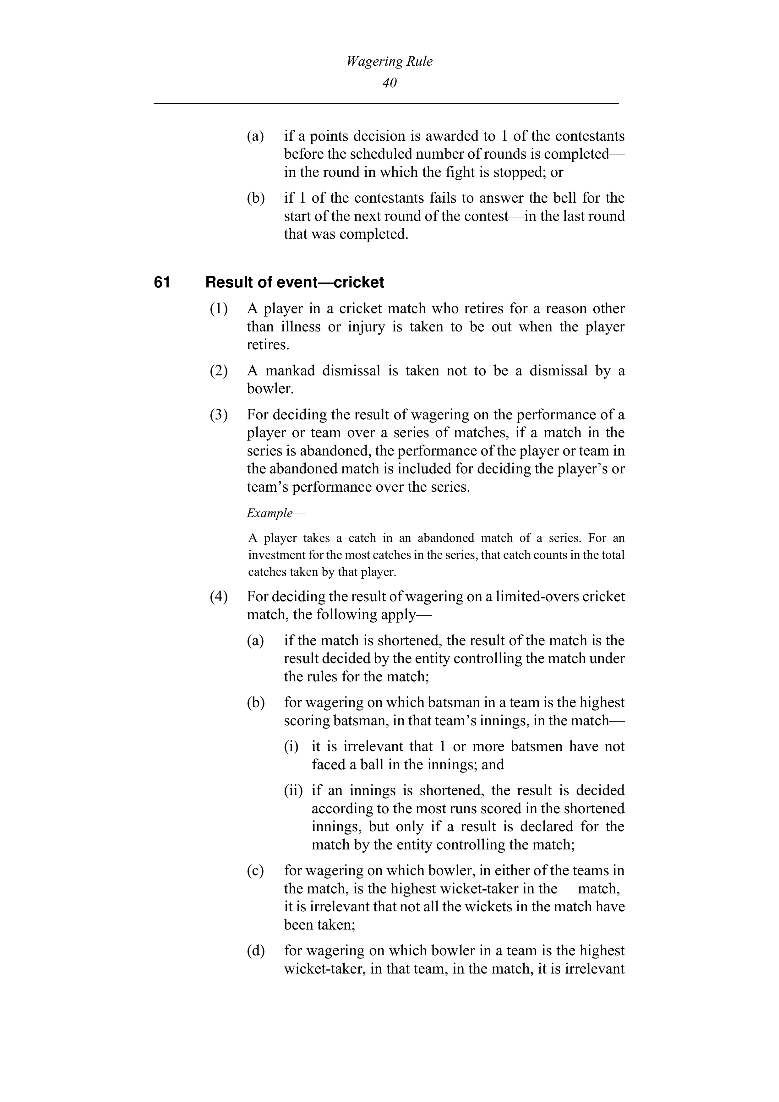 Queensland Wagering Rules (Racing) page 40