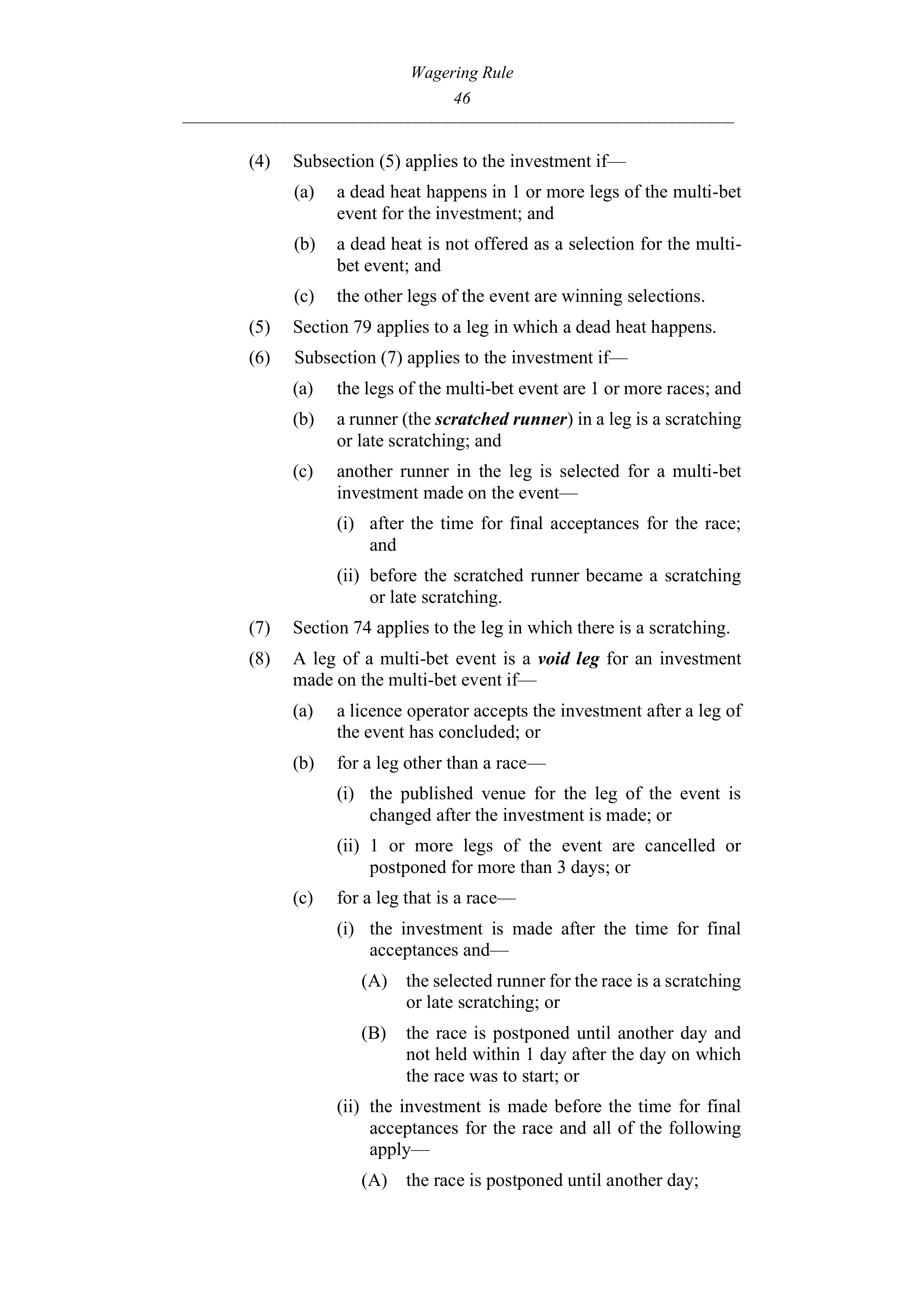 Queensland Wagering Rules (Racing) page 46