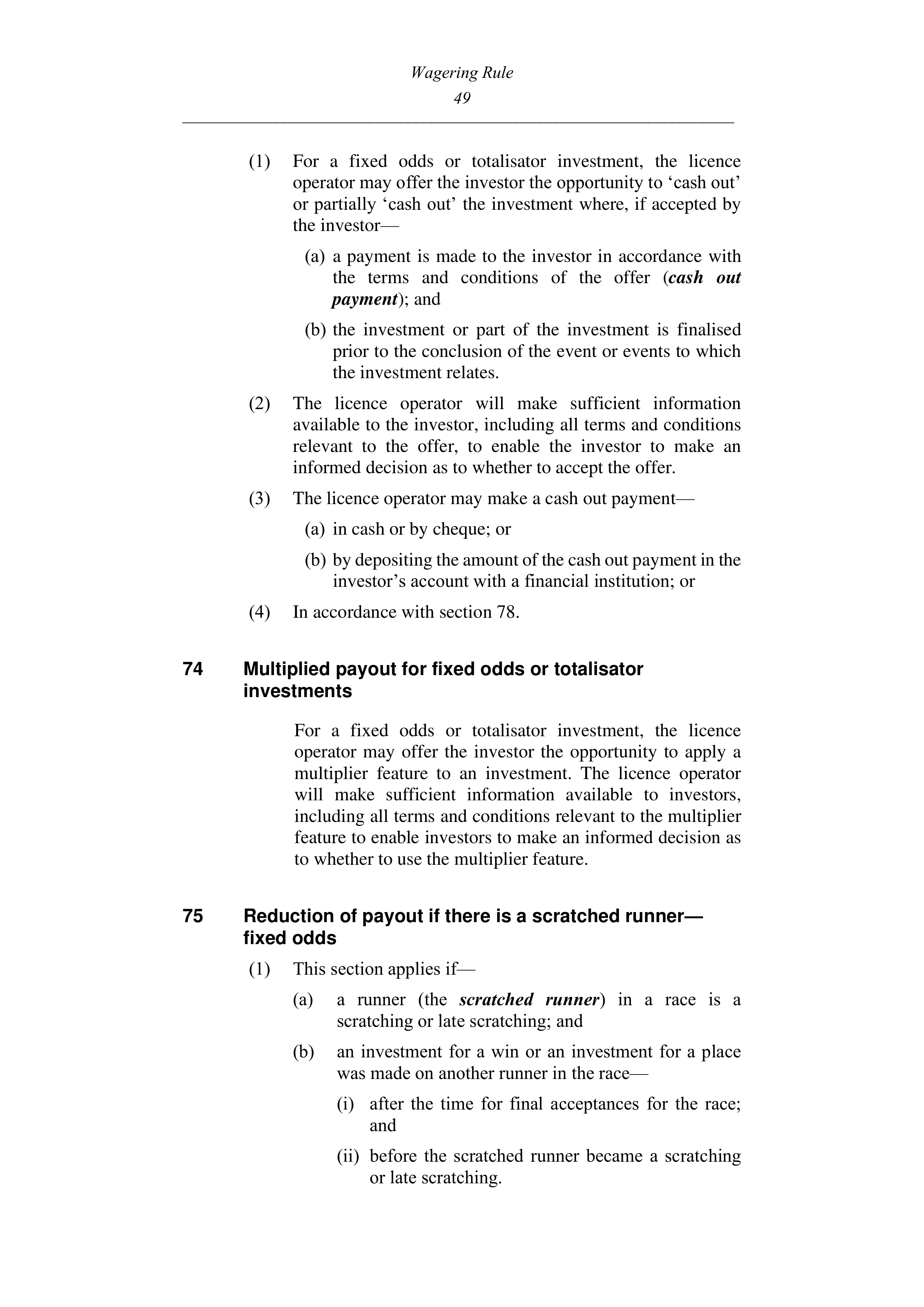 Queensland Wagering Rules (Racing) page 49