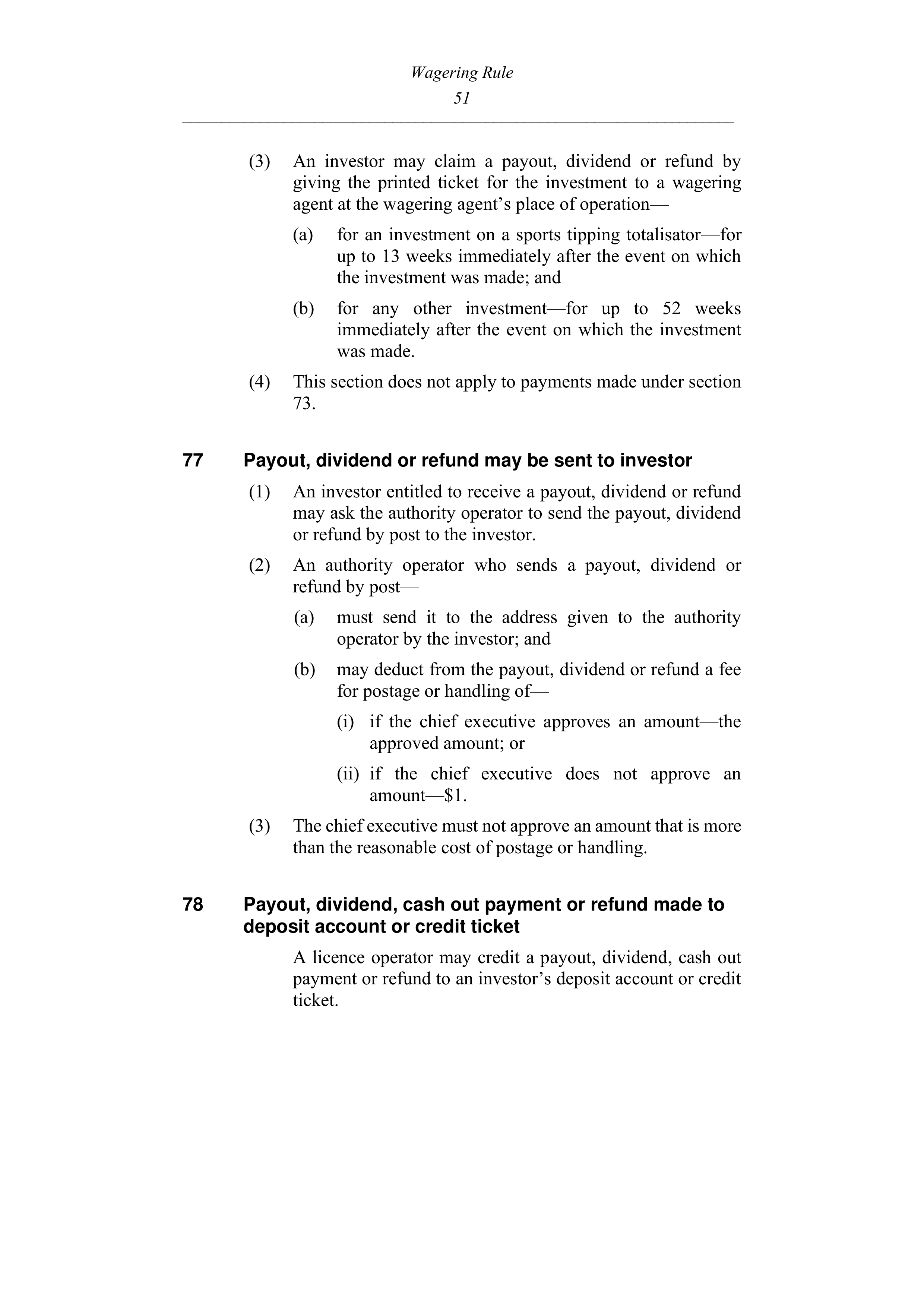 Queensland Wagering Rules (Racing) page 51