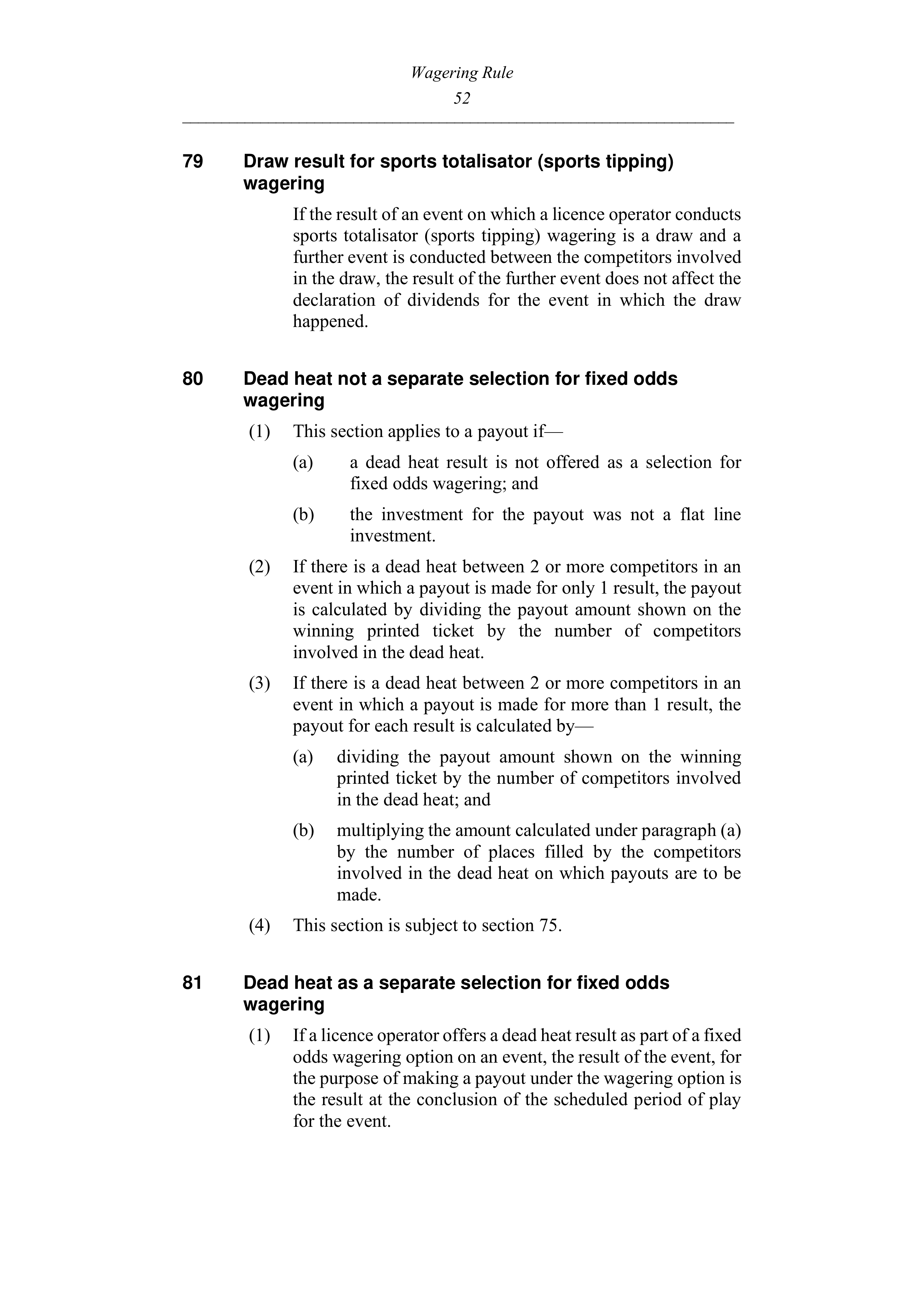 Queensland Wagering Rules (Racing) page 52