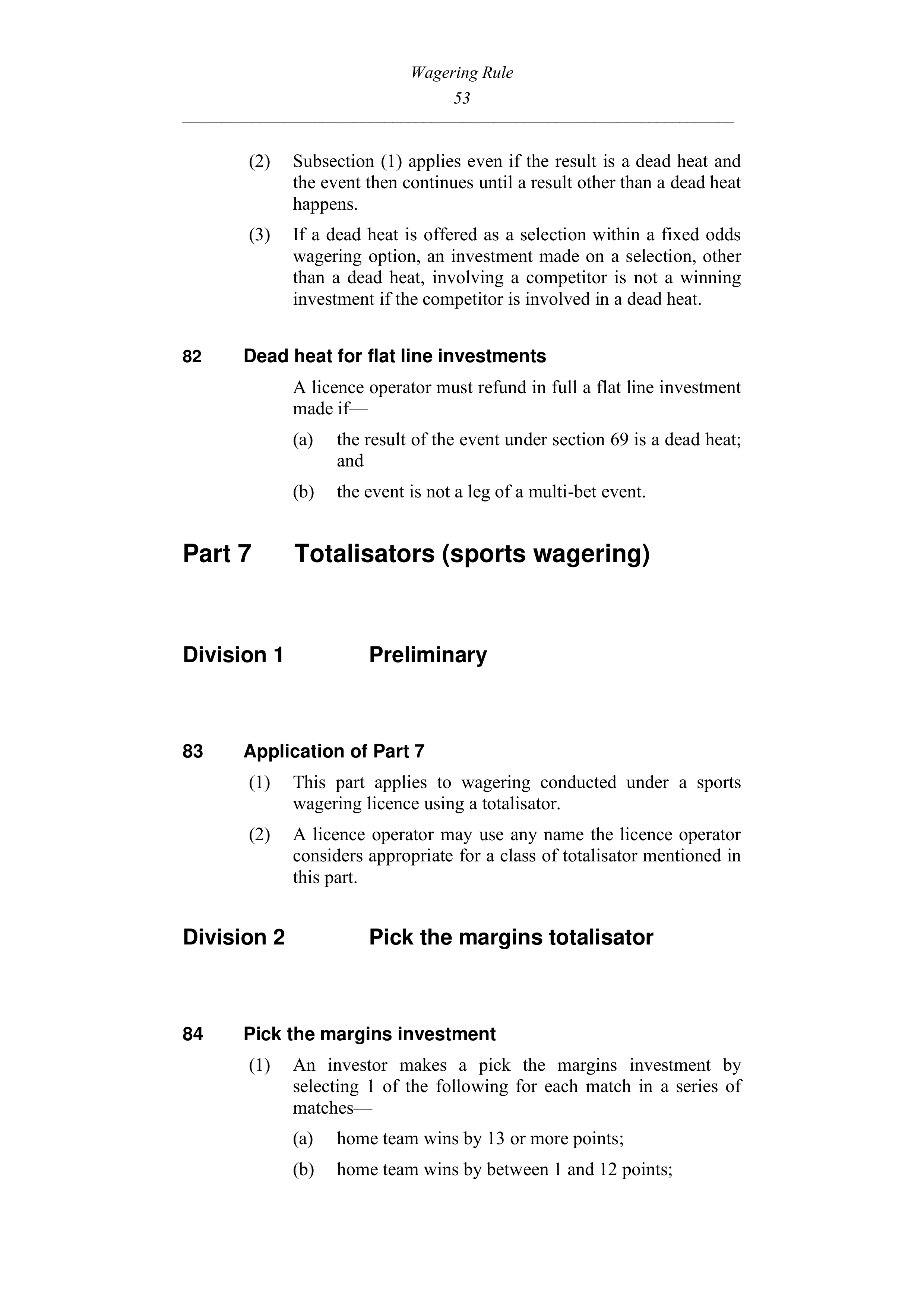 Queensland Wagering Rules (Racing) page 53