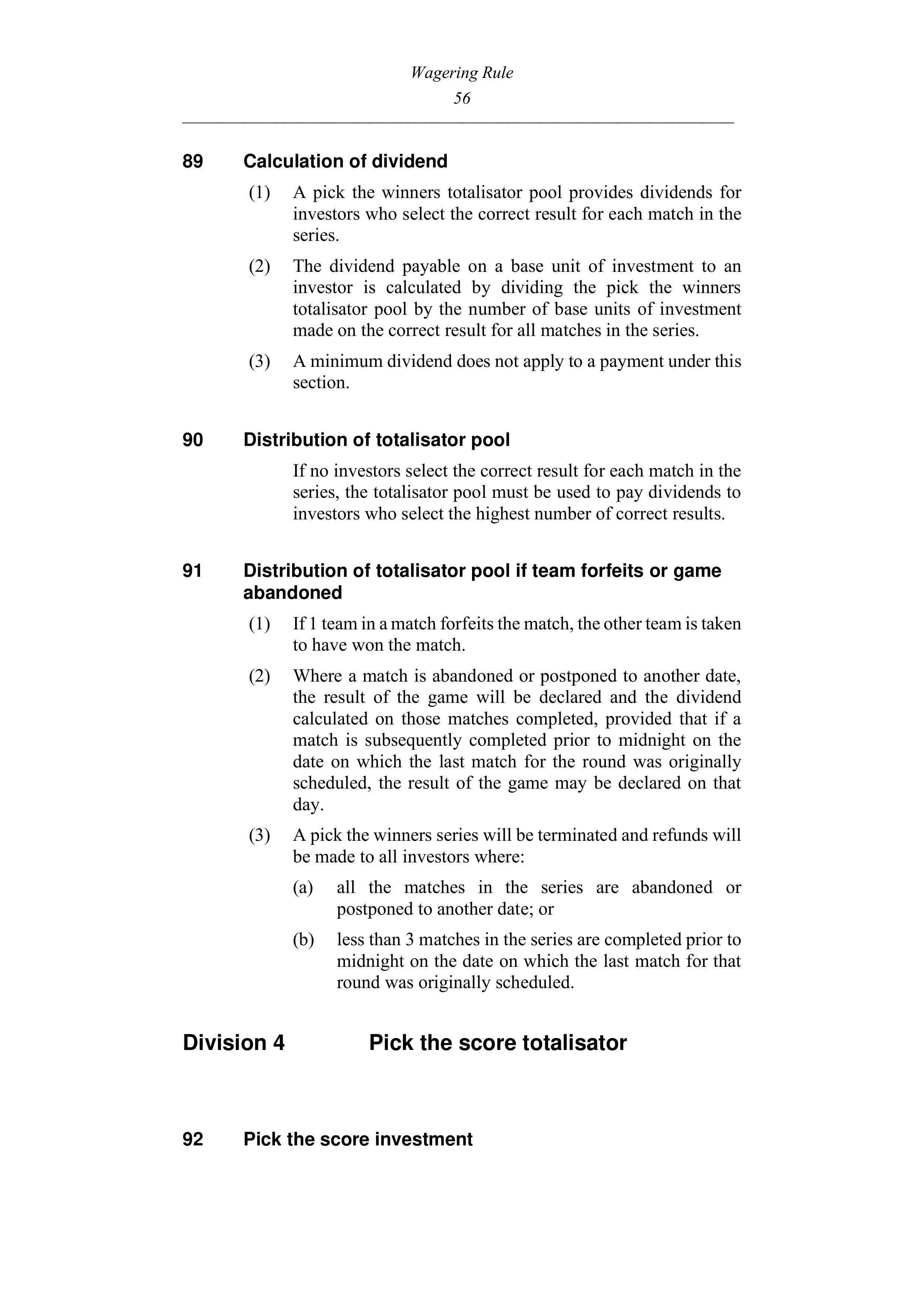 Queensland Wagering Rules (Racing) page 56