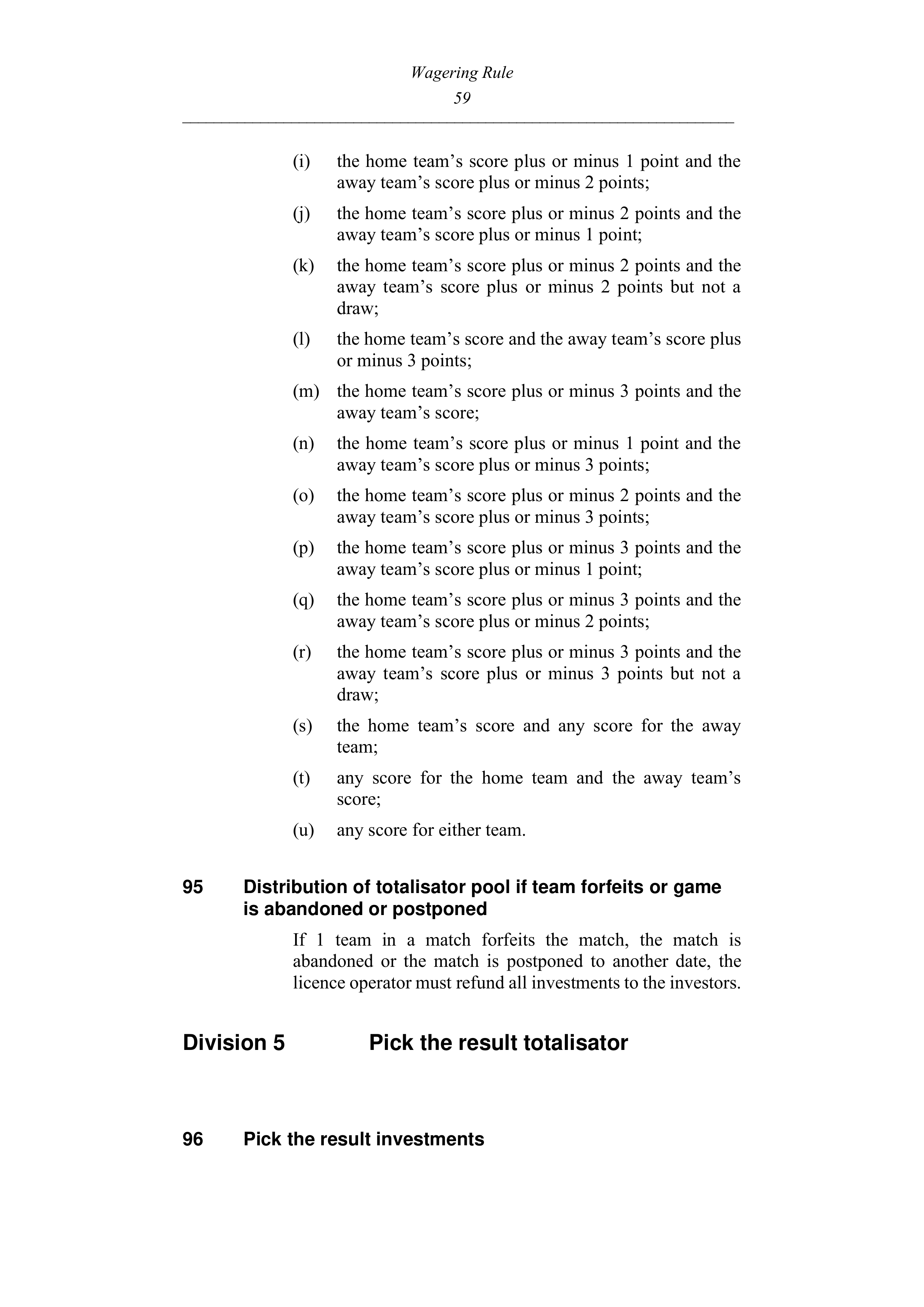 Queensland Wagering Rules (Racing) page 59