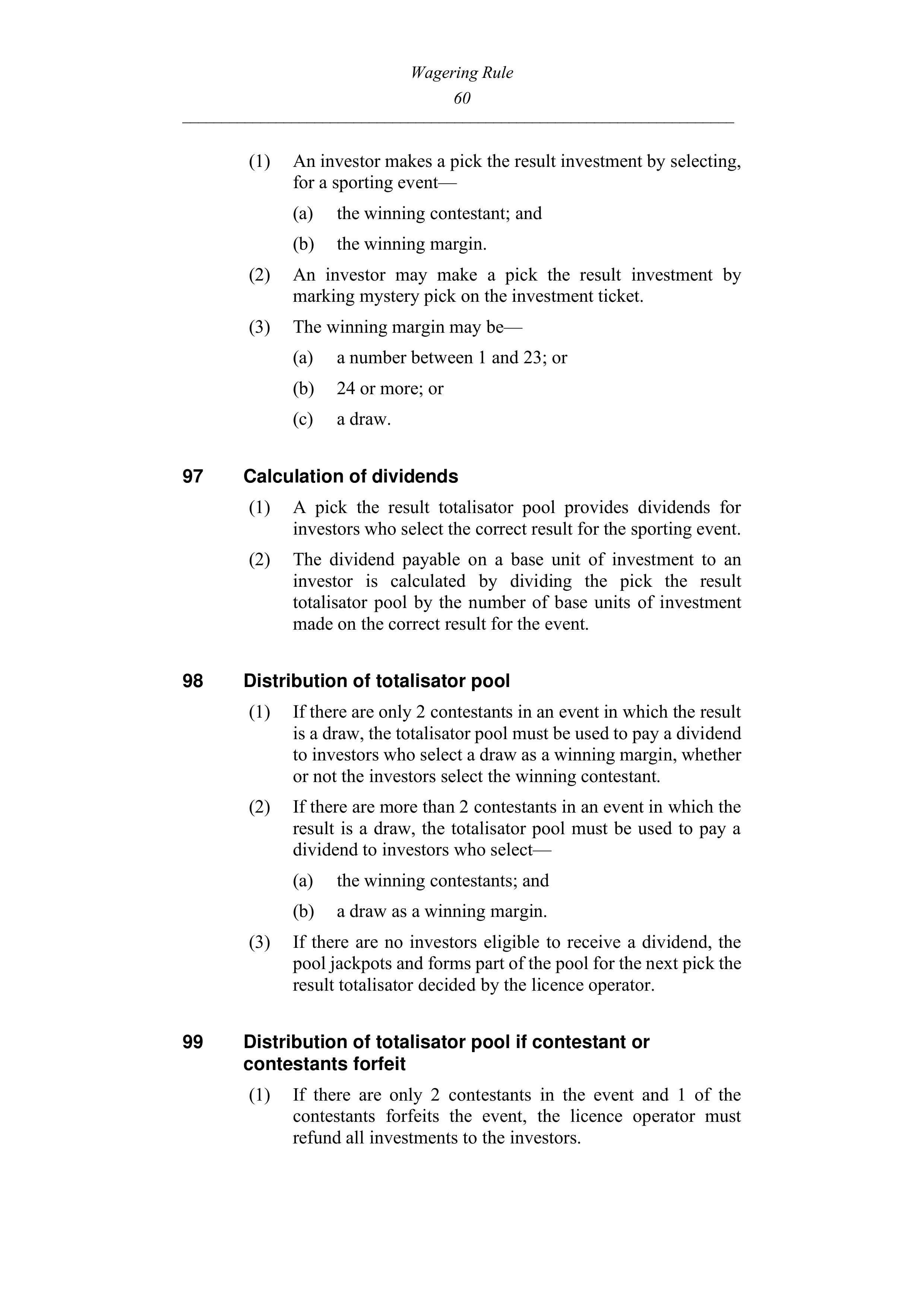 Queensland Wagering Rules (Racing) page 60