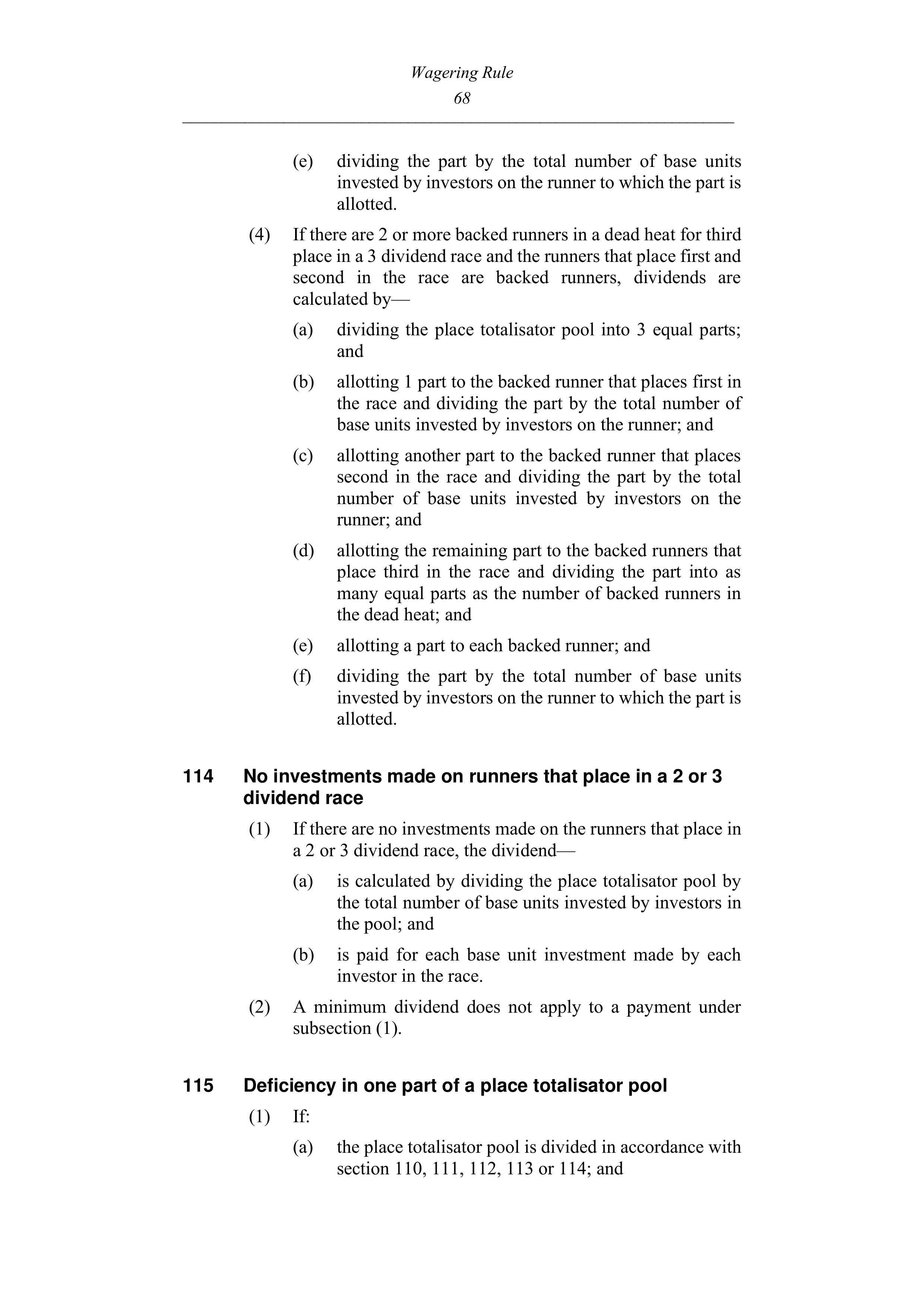 Queensland Wagering Rules (Racing) page 68