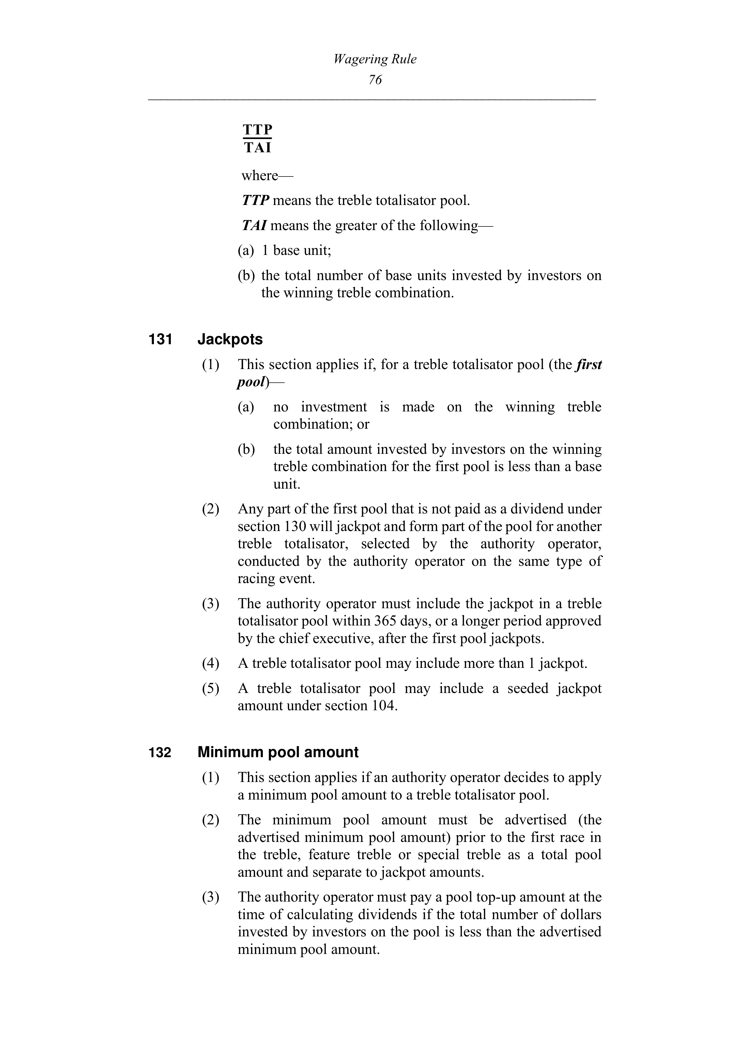 Queensland Wagering Rules (Racing) page 76