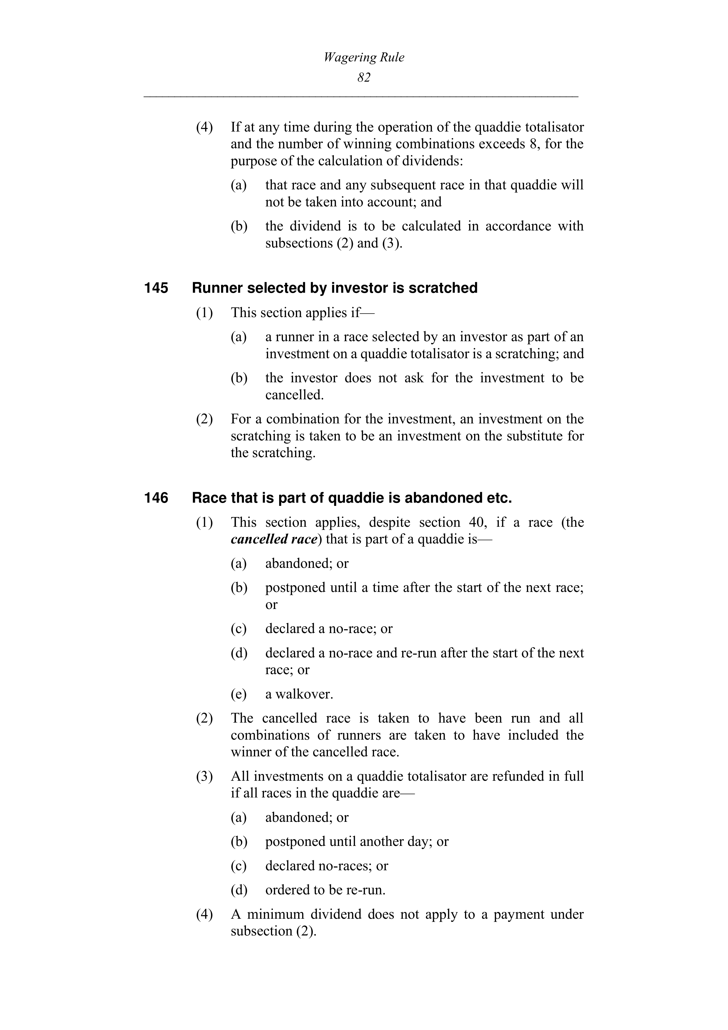 Queensland Wagering Rules (Racing) page 82