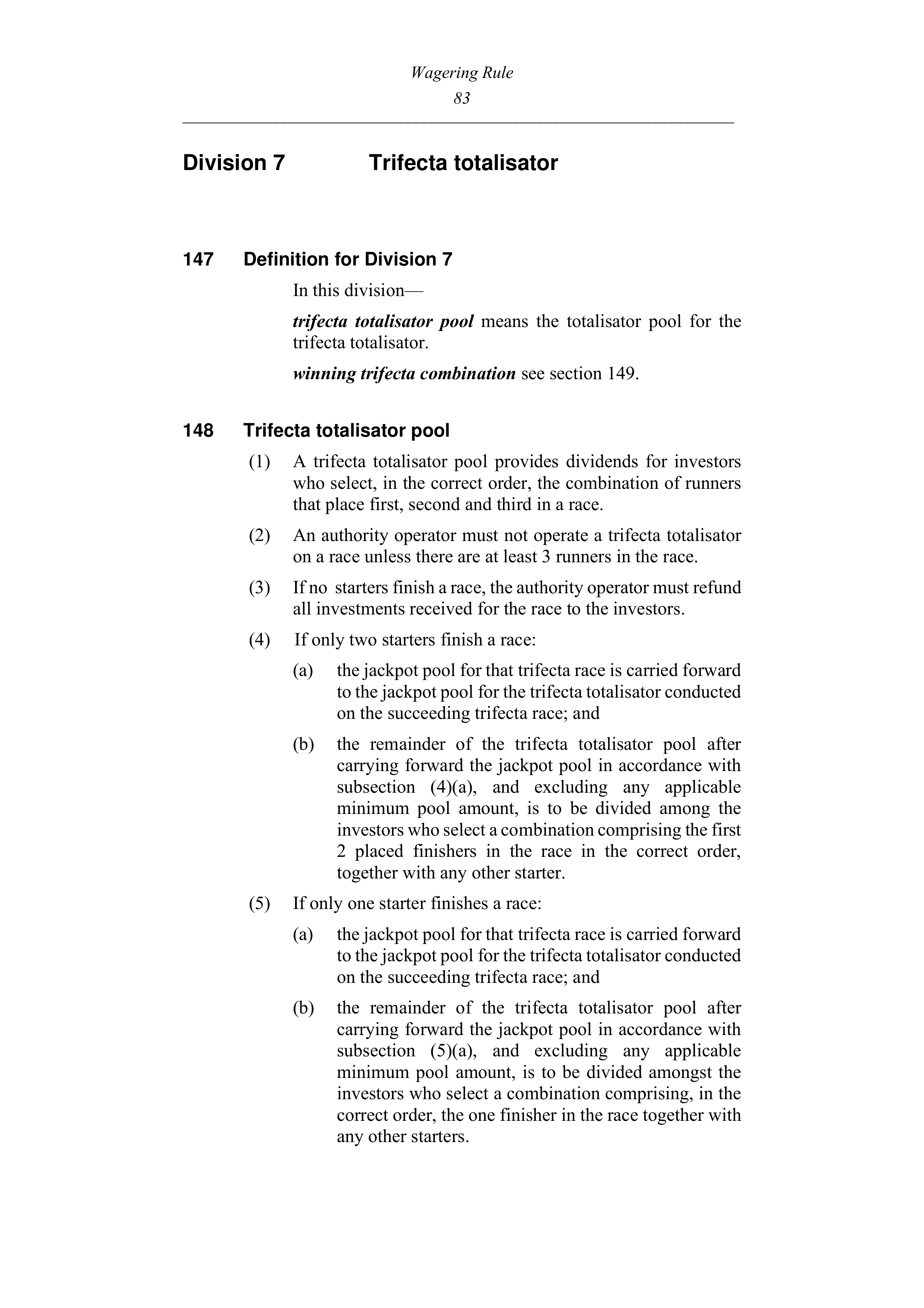 Queensland Wagering Rules (Racing) page 83
