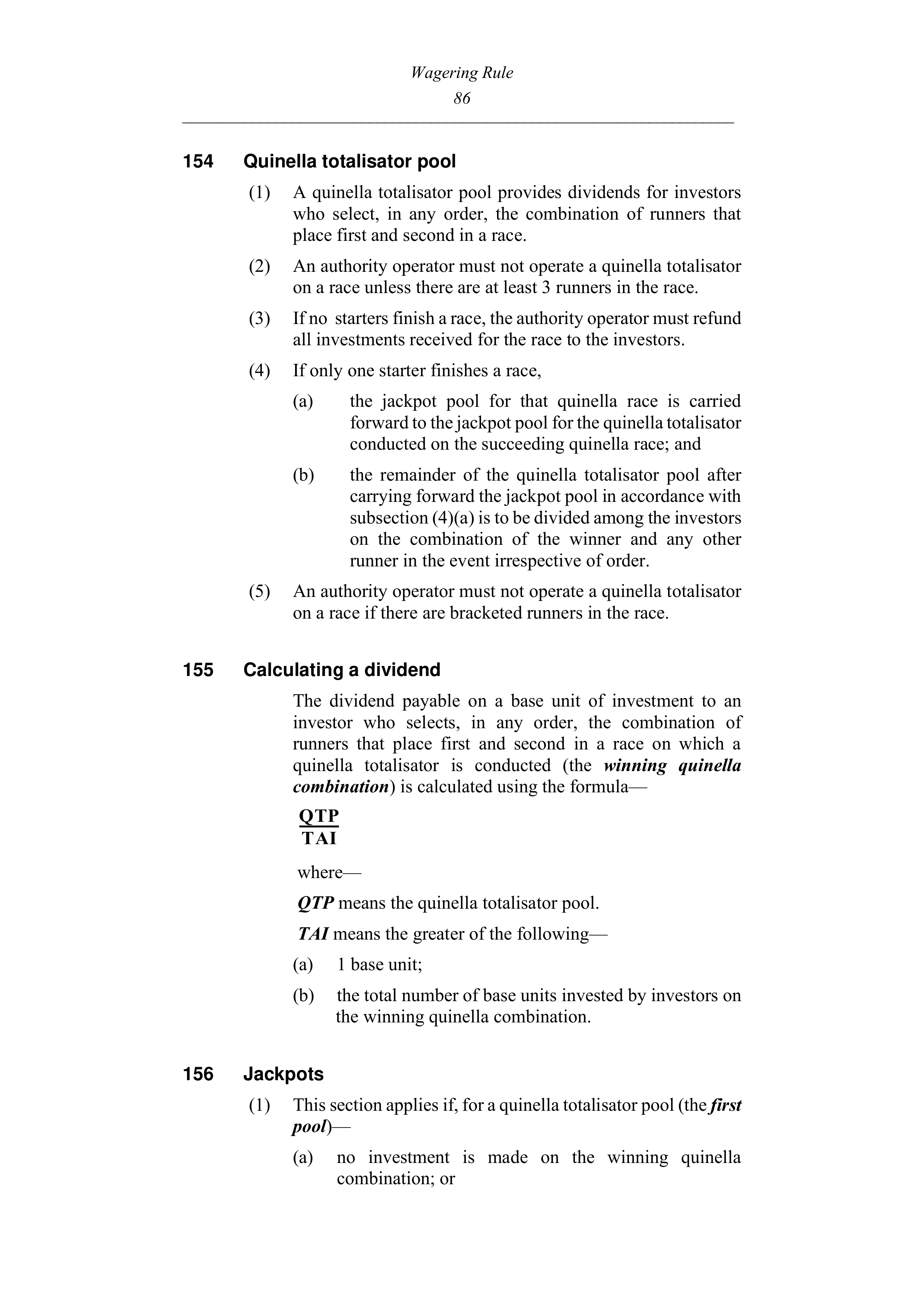 Queensland Wagering Rules (Racing) page 86