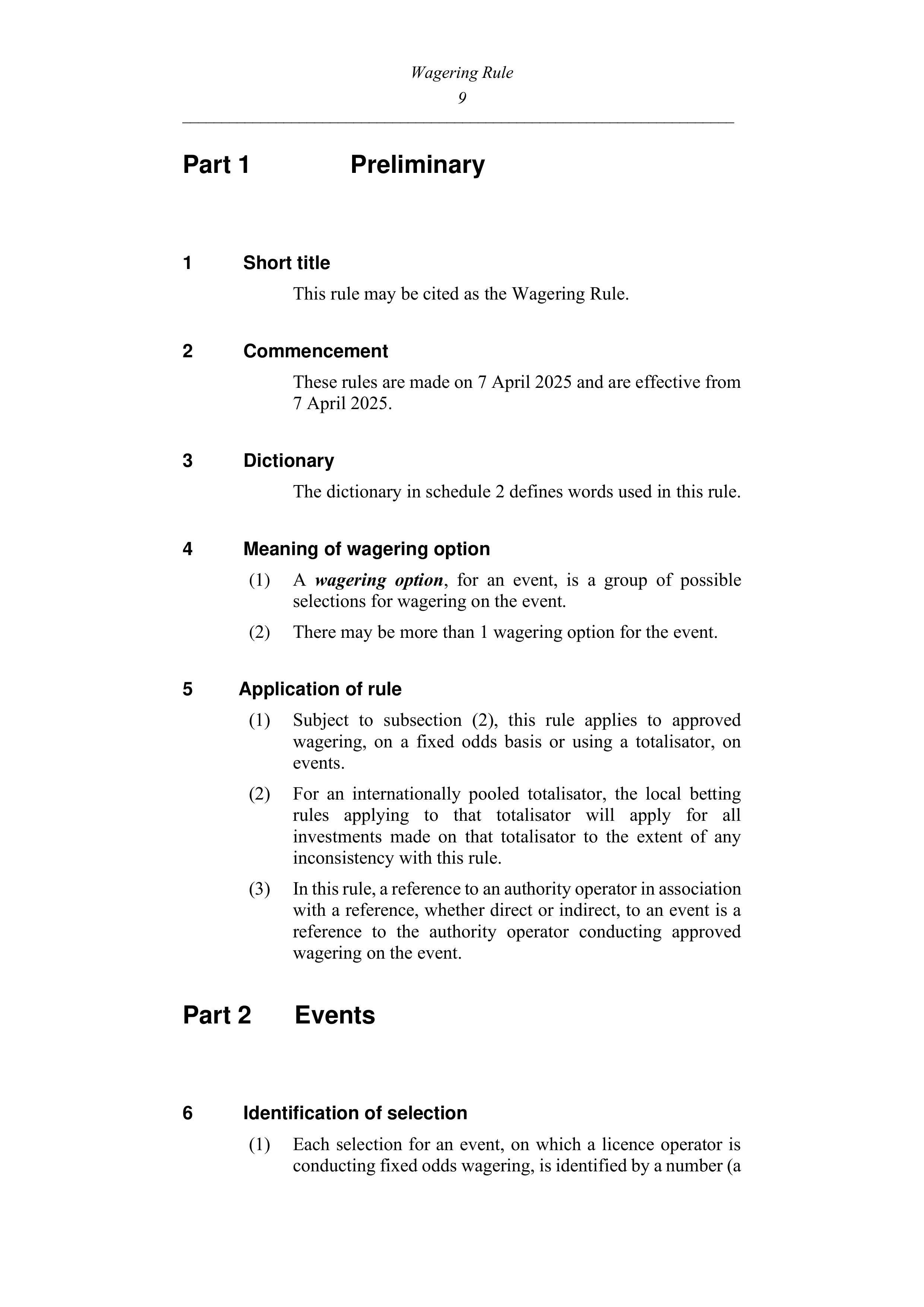 Queensland Wagering Rules (Racing) page 9
