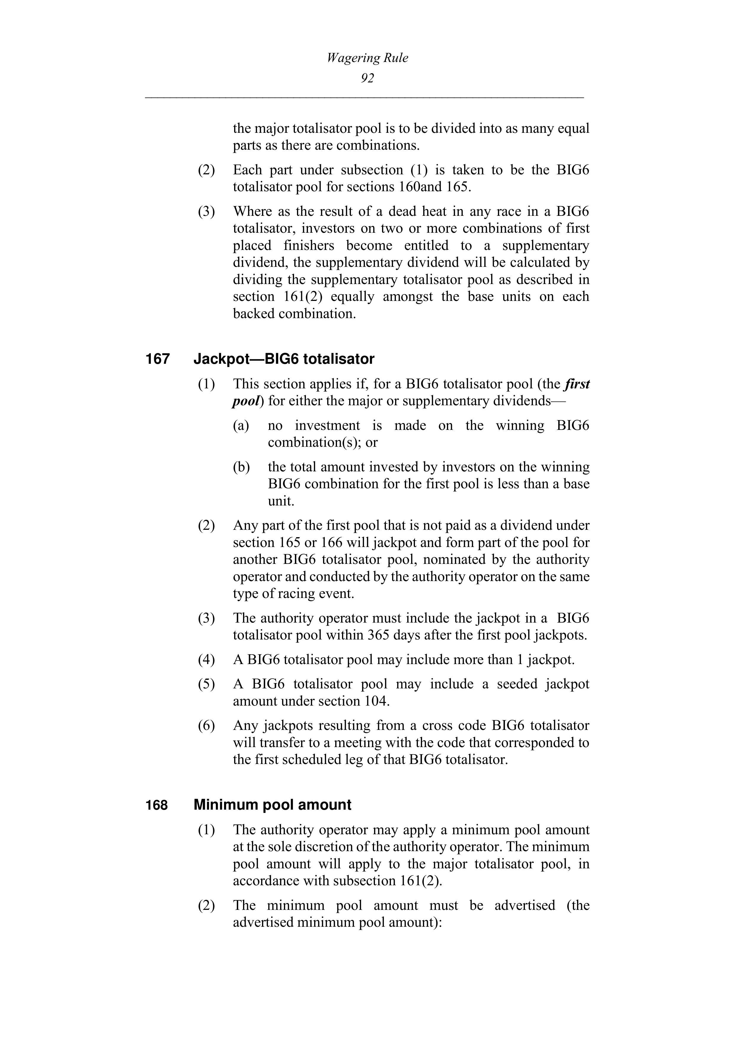 Queensland Wagering Rules (Racing) page 92