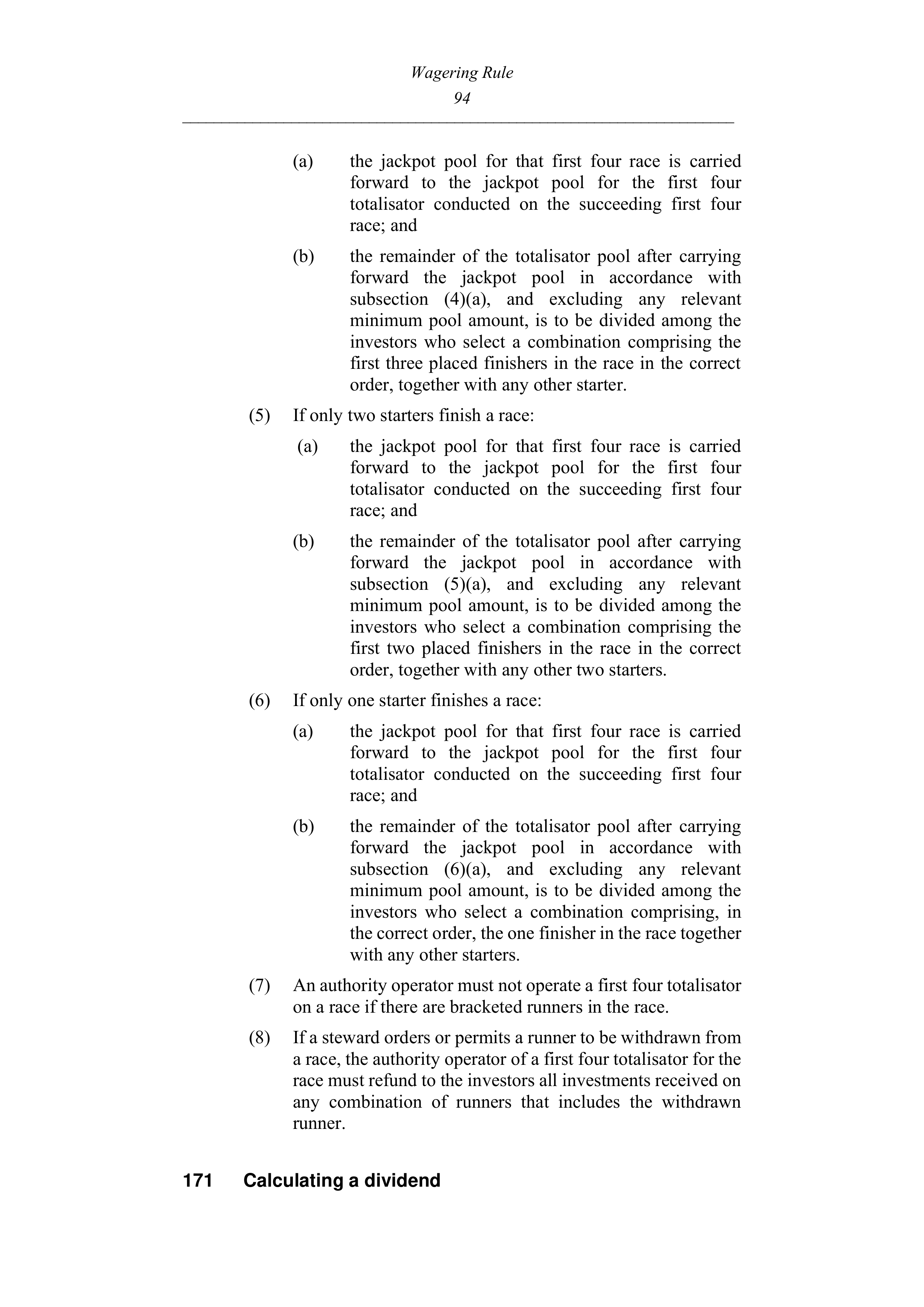 Queensland Wagering Rules (Racing) page 94