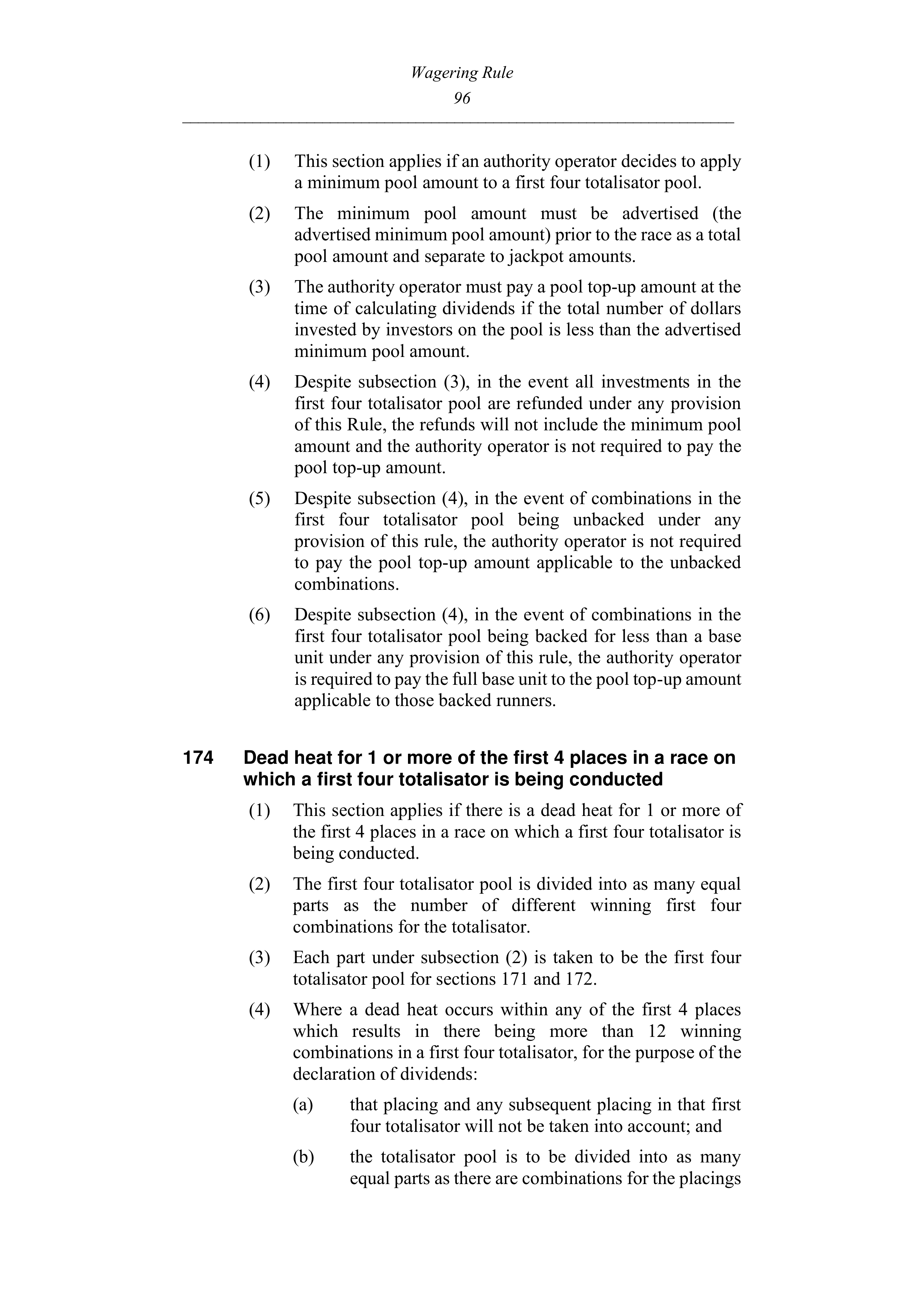 Queensland Wagering Rules (Racing) page 96